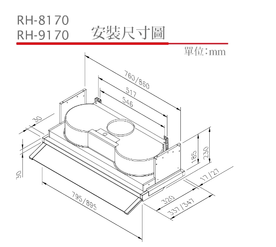 全隱藏式排油煙機 | RH-8170 / 9170